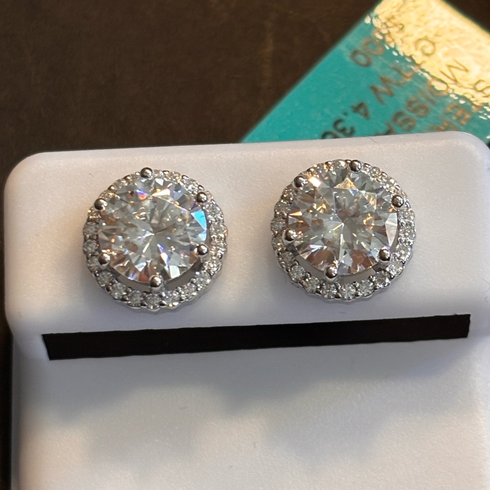 Elegant Silver Moissonite Stud Earrings